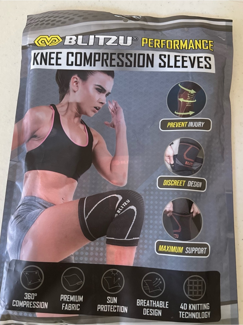 BLITZU pairs Knee Compression Sleeve 
Black NWT. Size Large